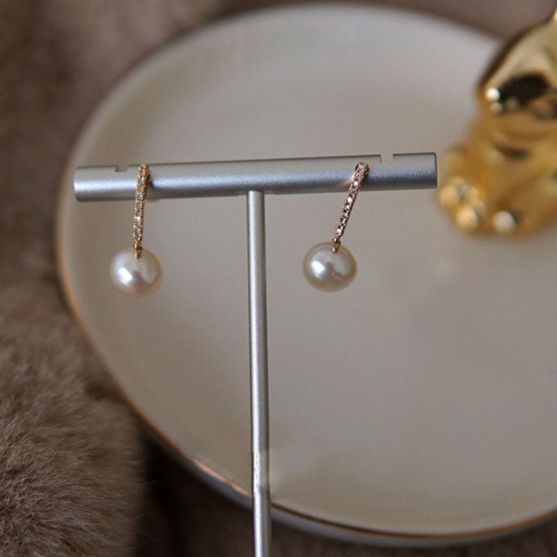 Bông Tai Kim Cương Và Ngọc Trai Nuôi tự nhiên Thời Trang MADAME HIEN PEARLS BTT022