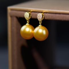 Bông Tai Bạc 925 Đính Ngọc Trai Xà Cừ Tự Nhiên 11-12mm sang trọng quý phái XC007