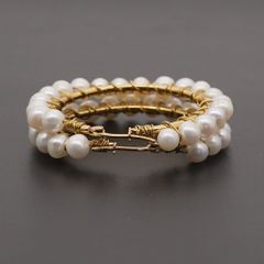 Khuyên Tai Dạng Vòng Đính Hạt Ngọc Trai Tự Nhiên MADAME HIEN PEARLS Độc Đáo, Phong Cách Châu Âu BTT016