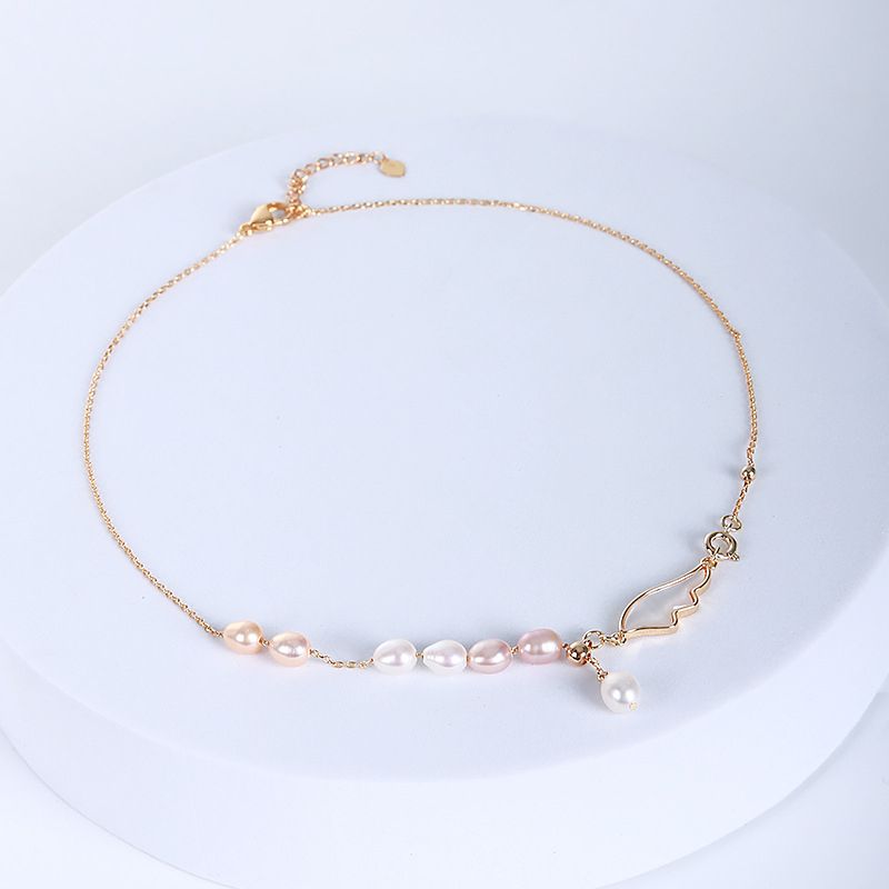 Vòng cổ Ngọc Trai Tự Nhiên Cánh Thiên Thần Phong Cách Baroque MADAME HIEN PEARLS Đơn Giản MG003