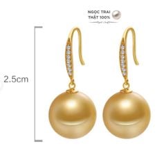 Bông Tai Bạc 925 Đính Ngọc Trai Xà Cừ Tự Nhiên 11-12mm sang trọng quý phái XC009