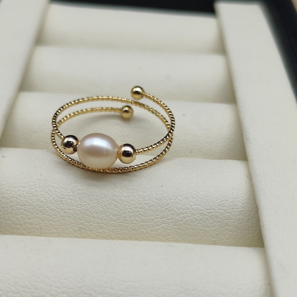 Nhẫn Mạ Vàng 14k Đính Ngọc Trai Nuôi Tự Nhiên hạt gạo Thời Trang NG001