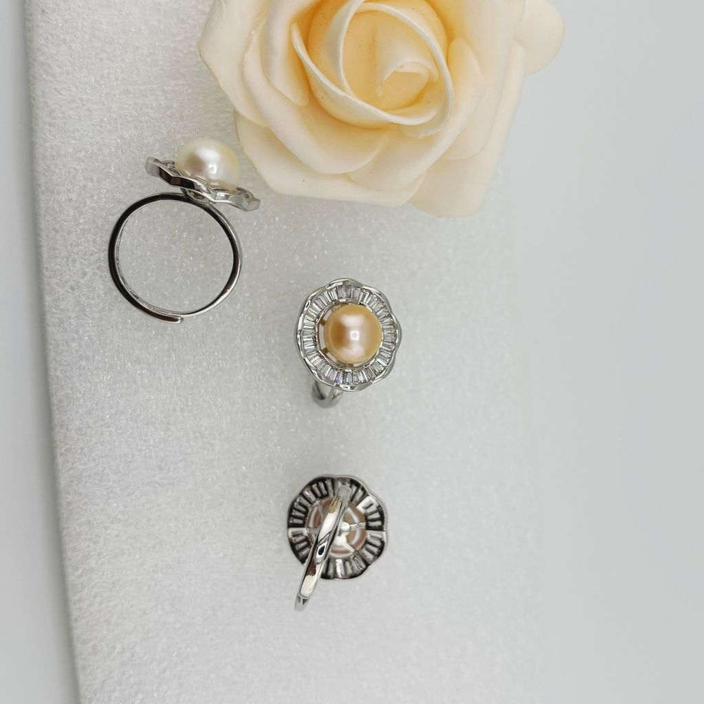 Nhẫn Ngọc Trai Tự Nhiên Size 9-10mm Dáng Hoa Phong Cách Quý Phú Bà Ngọc trai Giá Sỉ Phú Quốc MADAME HIEN PEARLS NN054