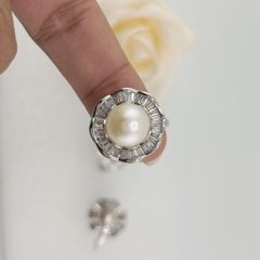 Nhẫn Ngọc Trai Tự Nhiên Size 9-10mm Dáng Hoa Phong Cách Quý Phú Bà Ngọc trai Giá Sỉ Phú Quốc MADAME HIEN PEARLS NN054