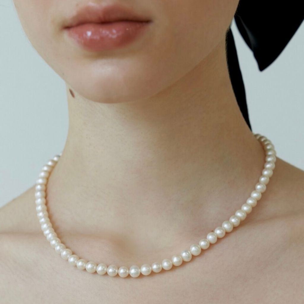 Set Bộ Trang Sức Ngọc Trai Tròn Tự Nhiên Hạt Đẹp 6-7mm Gồm Vòng cổ và Vòng Tay MADAME HIEN PEARLS SCT017