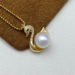 Vòng cổ Bạc 925 Mặt Hình Thiên Nga Ngọt Ngào Dễ Thương Ngọc trai tự nhiên MN011