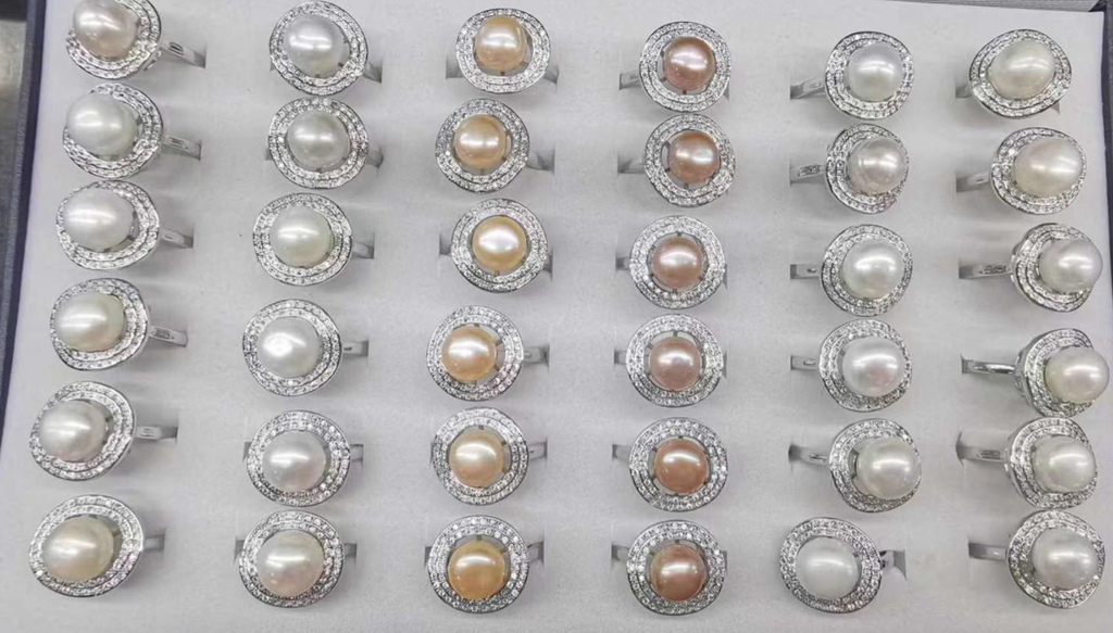 Nhẫn Ngọc Trai Tự Nhiên Size 9-10mm Phong Cách Quý Phú Bà NN056