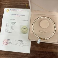 [Kèm kiểm định] Vòng cổ Ngọc trai 9-10mm tròn đẹp Khoá Titan vàng CT002TR