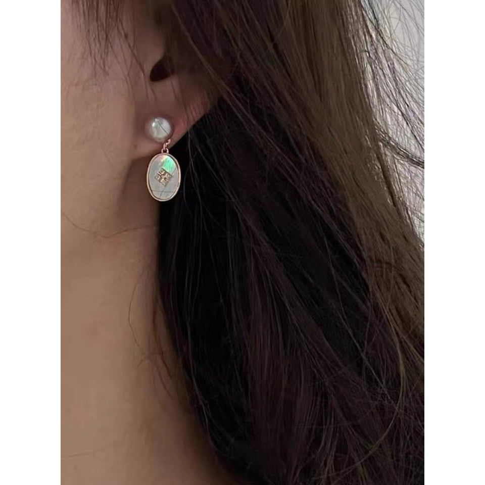Bông Tai Bạc 925 Đính Ngọc Trai Tự Nhiên phong cách Cổ Điển sang trọng BTN042