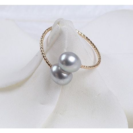 Nhẫn Ngọc Trai Nuôi tự nhiên dáng xoắn NG003