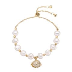 Vòng Tay Ngọc Trai Thiết Kế Đơn Giản Xinh Xắn Vỏ Sò Dễ Thương Nữ Tính VTB004