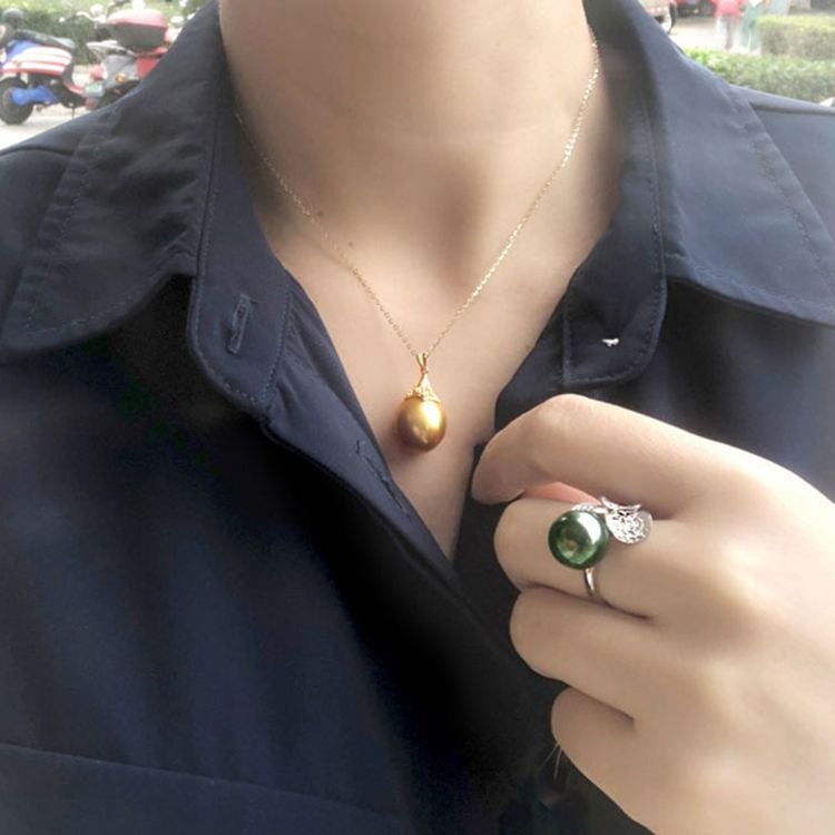 Dây Chuyền Bạc 925 Mặt Ngọc Trai Xà Cừ Tự Nhiên 13-14mm sang trọng quý phái XC005