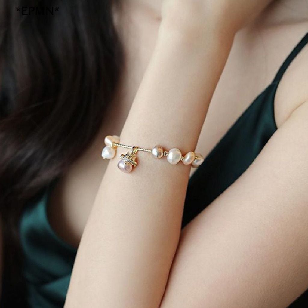 Vòng Tay Hạt Trai Tự Nhiên MADAME HIEN PEARLS Charm Mèo Phong Cách Baroque cá tính đáng yêu VTB005M