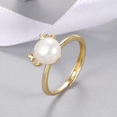 Nhẫn Đính Ngọc Trai Tự Nhiên Freesize Thời Trang Cá Tính Dáng Hưu Rừng MADAME HIEN PEARLS Cho Nữ NN006
