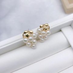 Bông Tai Mạ Bạc 925 Đính Ngọc Trai Chùm Nho Pháp MADAME HIEN PEARLS dễ thương BTN028