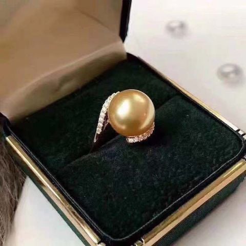 Nhẫn Bạc 925 Mặt Ngọc Trai Xà Cừ Tự Nhiên 12mm sang trọng quý phái XC010