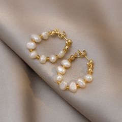 Bông Tai Vòng tròn Bạc 925 Mạ Đính Ngọc Trai Xinh Xắn MADAME HIEN PEARLS Thời Trang Nữ Tính BTB008