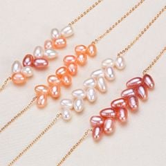 Vòng cổ Dây chuyền Mặt 11v Ngọc Trai Tự Nhiên Định hình Lúa Mì MG012