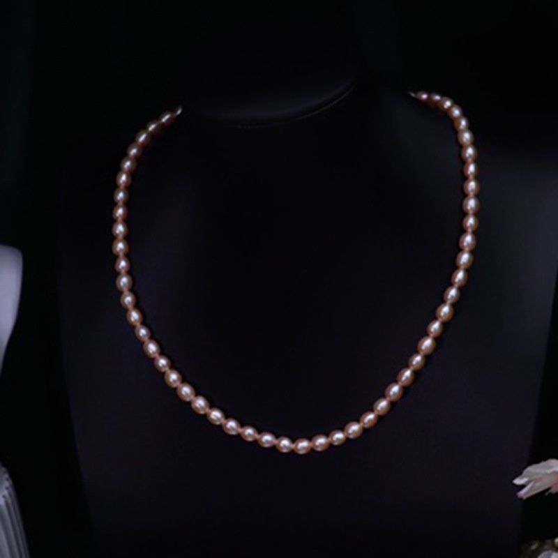 Vòng Cổ Ngọc Trai Hạt Gạo Oval Tự Nhiên 5-6mm Khoá Bạc 925 Dây Chuyền Hạt Nhỏ - Ngọc trai Giá Sỉ Phú Quốc CG002