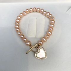 Vòng Đeo Tay Ngọc Trai Tự Nhiên 6-7mm MADAME HIEN PEARLS Khóa Tim Cài Tinh Tế VTT034