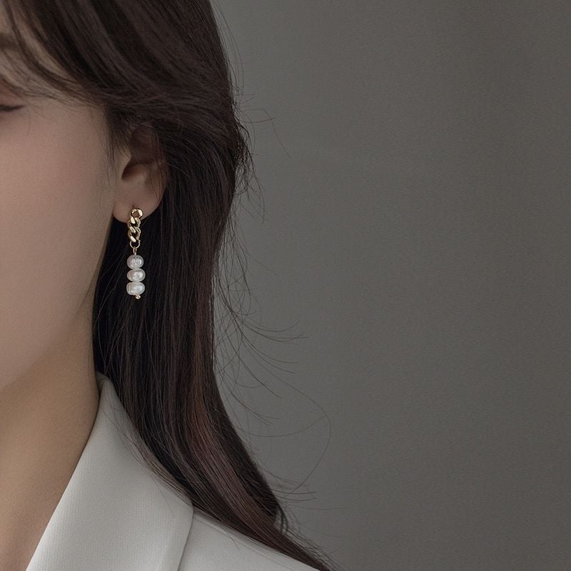 Bông Tai Mạ Bạc 925 MADAME HIEN PEARLS Đính Ngọc Trai Phong Cách Thời Trang Hàn Quốc BAROQUE BTT003