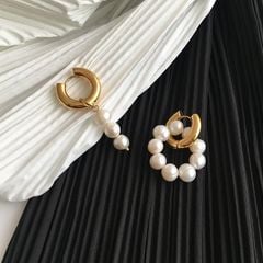 Bông Tai Ngọc Trai Tự Nhiên phá cách phong cách Baroque BTT009
