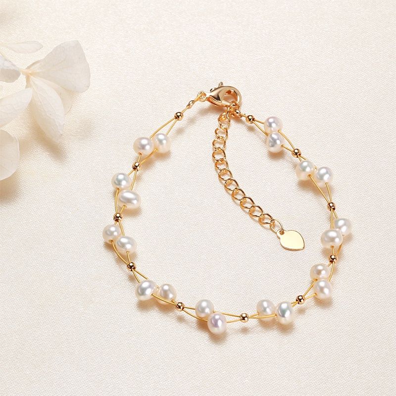 Vòng Tay Sợi Bện Đính Ngọc Trai Tự Nhiên MADAME HIEN PEARLS VTT009