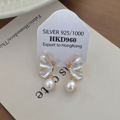 Bông Tai Hình Bướm Trắng Đính Ngọc Trai MADAME HIEN PEARLS Xinh Xắn Phong Cách Châu Âu BTN031