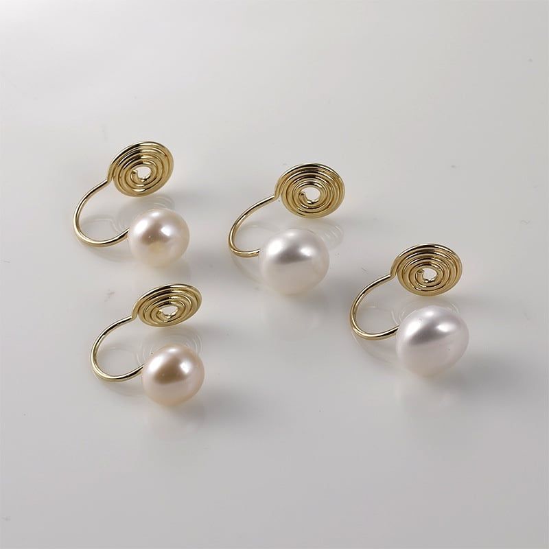 Bông Tai Dạng Kẹp Đính Hạt Ngọc Trai Tròn MADAME HIEN PEARLS Đơn Giản Cá Tính Cho Nữ BTN008