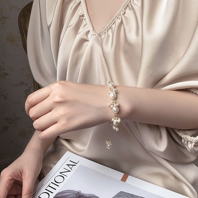 Vòng Tay Ngọc Trai Công Chúa Nước Ngọt MADAME HIEN PEARL Handmade Bông Tuyết VTB008