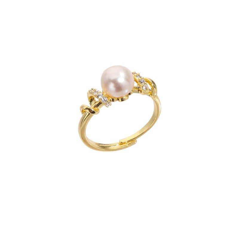 Nhẫn Đính Ngọc Trai MADAME HIEN PEARLS Dát Đá zircon Đơn Giản Thời Trang Giá Sỉ NN023