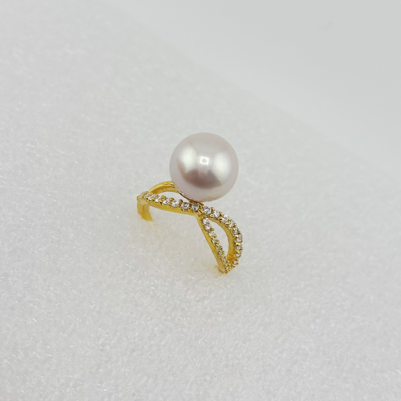 Nhẫn Vàng Thật 10k 7'6 Đính Ngọc Trai 11-12mm Hạt Tròn Đẹp Grade AAA MADAME HIEN PEARLS V10NT001