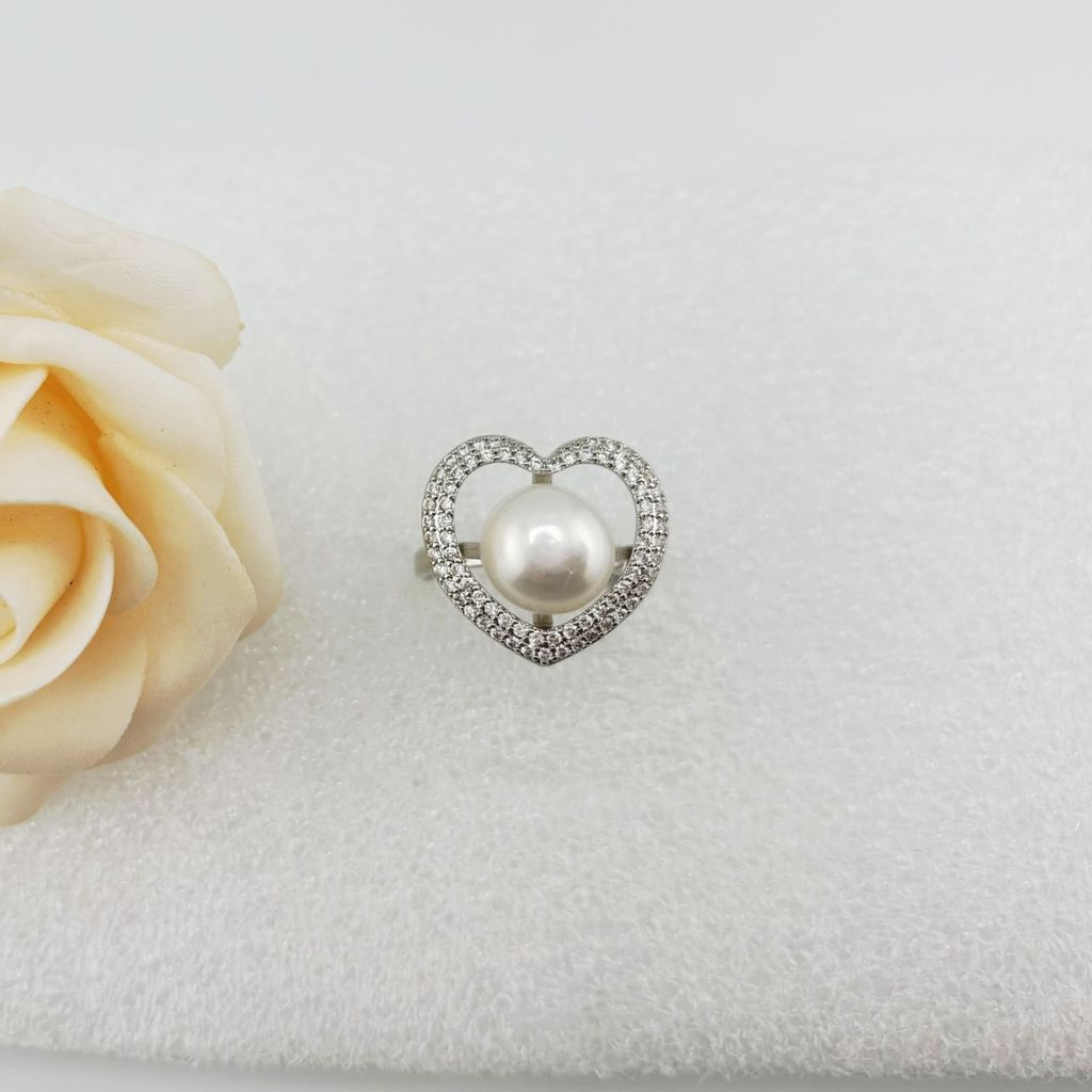 Nhẫn Ngọc Trai Tự Nhiên Size 9-10mm Dáng Tim Phong Cách Quý Phú Bà Ngọc trai Giá Sỉ Phú Quốc MADAME HIEN PEARLS NN045