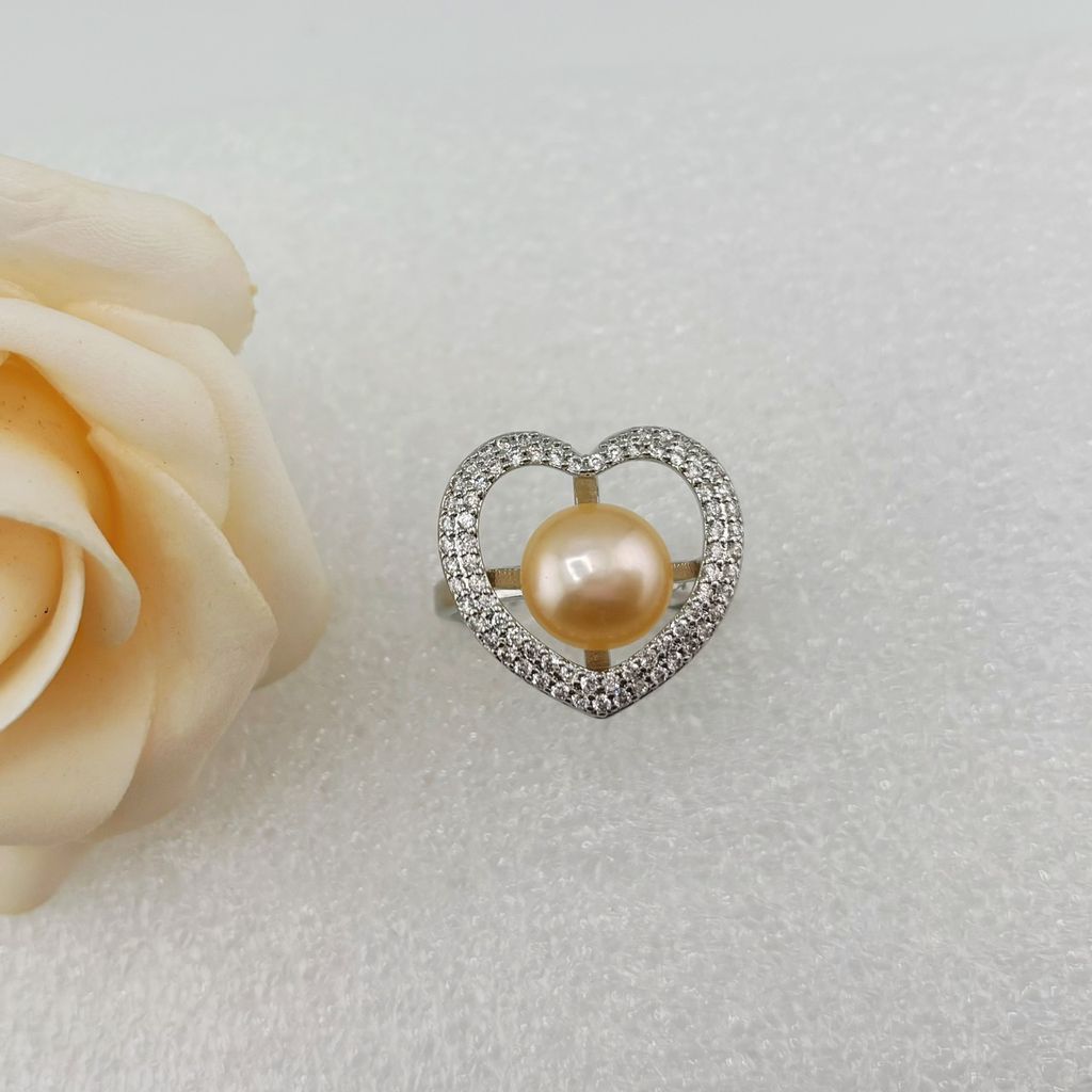 Nhẫn Ngọc Trai Tự Nhiên Size 9-10mm Dáng Tim Phong Cách Quý Phú Bà Ngọc trai Giá Sỉ Phú Quốc MADAME HIEN PEARLS NN045