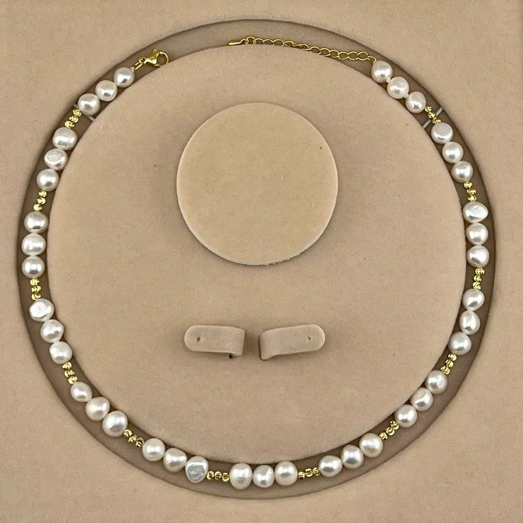 Vòng Cổ Ngọc Trai Baroque tự Nhiên Phối Nhiều Cụm 3 Viên Bi Lạ Mắt MADAME HIEN PEARLSCho Nữ CB025