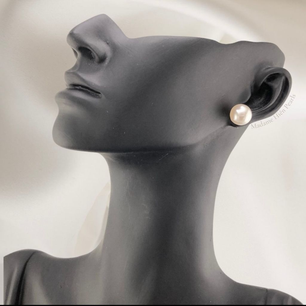 Bông Tai Ngọc Trai Nụ Lông Công 11-12mm Chuôi Bạc Ý s925 Thời Trang MADAME HIEN PEARLS Cho Nữ