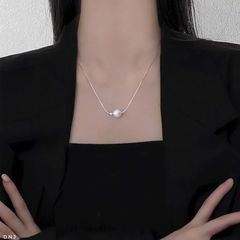 Dây Chuyền Bạc Ý 925 Xuyên Tâm Hạt Trai 10-11mm kèm bi Bạc Ý sang trọng cho nữ MN028