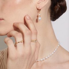 Bông Tai Kim Bạc s925 Đính 2 Hạt Ngọc Trai Tự Nhiên Dáng Giọt Nước Dễ Thương MADAME HIEN PEARLS Cho Nữ BTG047