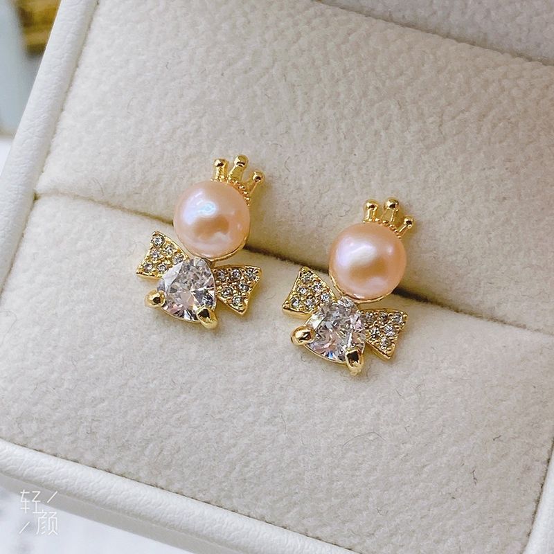 Bông Tai Kim Bạc s925 Thiên Thần Tròn Xoe Đáng Yêu Cho Bé Con MADAME HIEN PEARLS BTN161