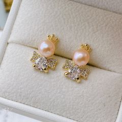 Bông Tai Kim Bạc s925 Thiên Thần Tròn Xoe Đáng Yêu Cho Bé Con MADAME HIEN PEARLS BTN161