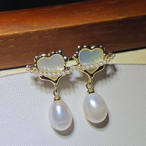 Bông Tai Ngọc Trai Tự Nhiên Mặt Tim Phong Cách Khiêu Gợi Betty Boop MADAME HIEN PEARLS BTG068