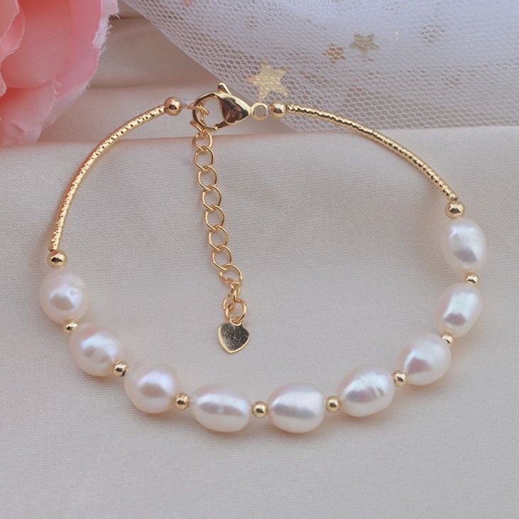 Vòng Tay Ngọc Trai Nuôi Tự Nhiên Hạt Xoài 7-8mm MADAME HIEN PEARLS Cho Nữ VTG003