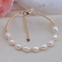 Vòng Tay Ngọc Trai Nuôi Tự Nhiên Hạt Xoài 7-8mm MADAME HIEN PEARLS Cho Nữ VTG003