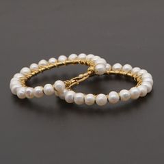 Khuyên Tai Dạng Vòng Đính Hạt Ngọc Trai Tự Nhiên MADAME HIEN PEARLS Độc Đáo, Phong Cách Châu Âu BTT016