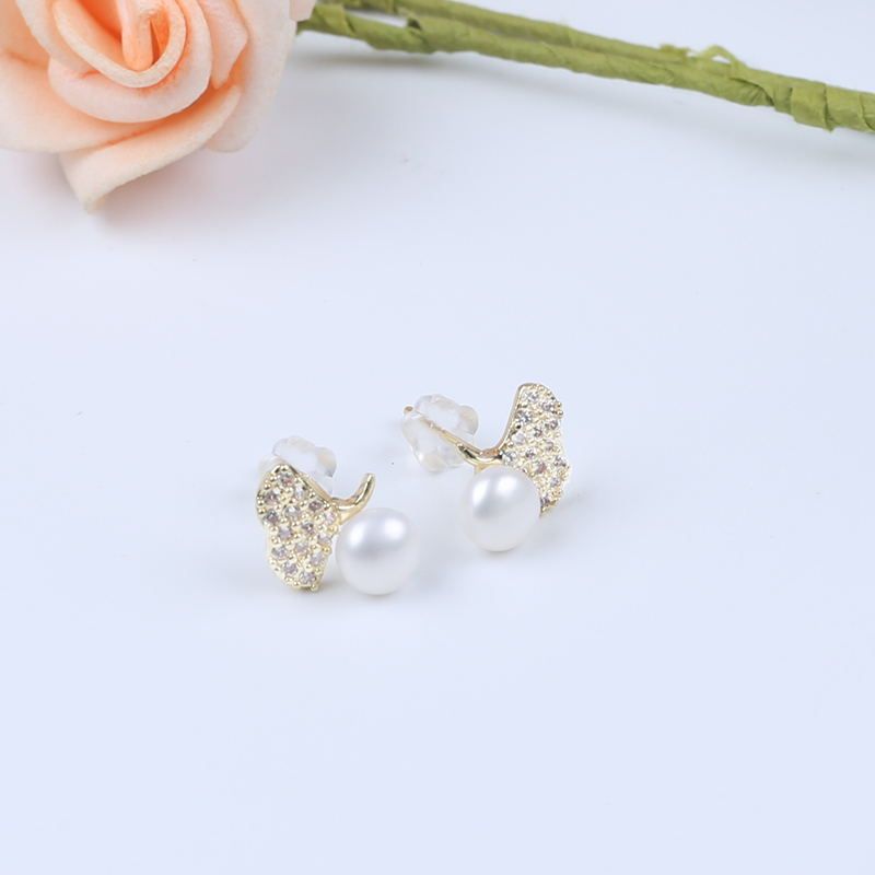 Bông Tai Ngọc Trai Lá Bạch Quả Ginkgo MADAME HIEN PEARLS May Mắn Đáng Yêu BTN022