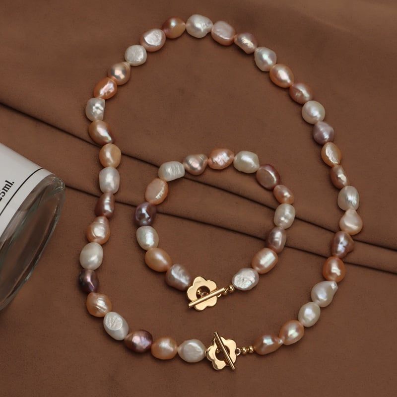 Bộ Vòng Cổ Vòng Tay Ngọc Trai Baroque Sắc Màu Tự Nhiên Ngọt Ngào Khoá OT Hoa Mận MADAME HIEN PEARLS SCB005M