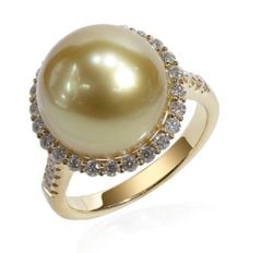 Nhẫn Vàng Thật 18k 1c08 Đính Ngọc Trai Tím 11-12mm Hạt Tròn Đẹp Grade AAA MADAME HIEN PEARLS V18NT001