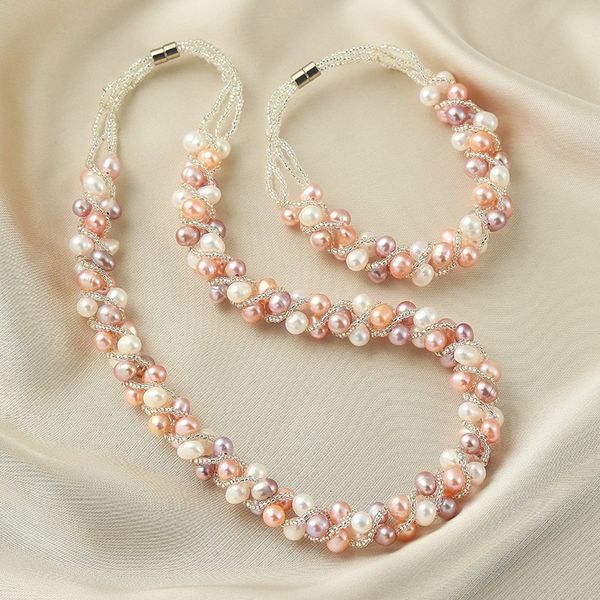 Set Bộ Trang Sức Ngọc Trai Dây Bện Xoắn Xương Ốc Vòng cổ và Vòng Tay MADAME HIEN PEARLS