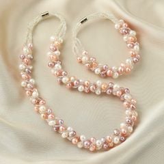 Set Bộ Trang Sức Ngọc Trai Dây Bện Xoắn Xương Ốc Vòng cổ và Vòng Tay MADAME HIEN PEARLS