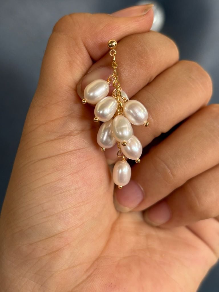 Bông Tai Ngọc Trai Dáng Lá Dương Sỉ Lúa Trổ Bông Đính Ngọc Trai Giọt Nước MADAME HIEN PEARLS Cho Nữ BTG115